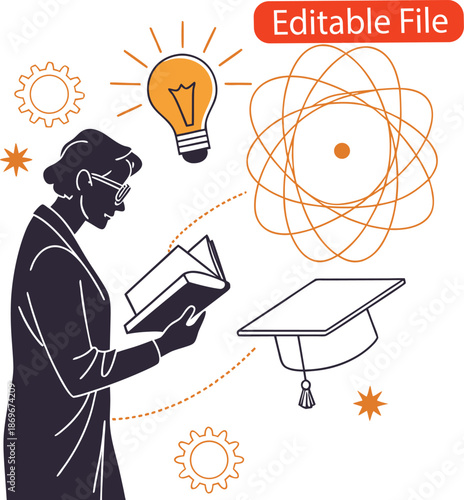 Dedicated individual immersing in knowledge, science, and innovative ideas through reading