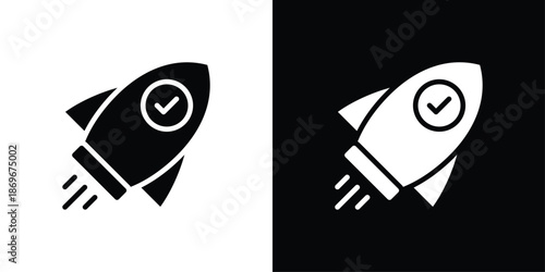 Rocket Launch Icon Sheet Black And White