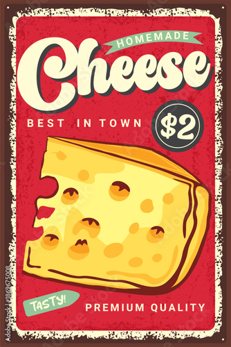 Vintage Homemade Cheese Advertisement Poster