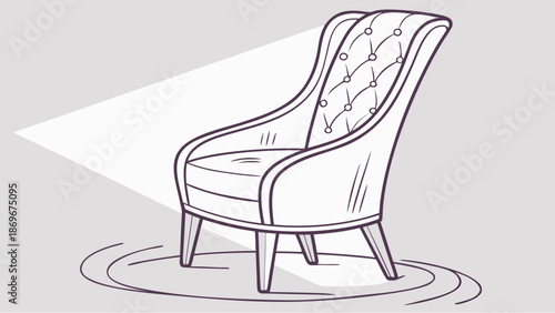 Elegant chair with tufted backrest in modern minimalist setting