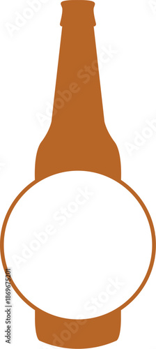 Brown Glass Beer or Soda Bottle Silhouette with Large White Circle Label Space for Branding Identity Mockup and Beverage Packaging Design Vector Illustration Graphic Icon