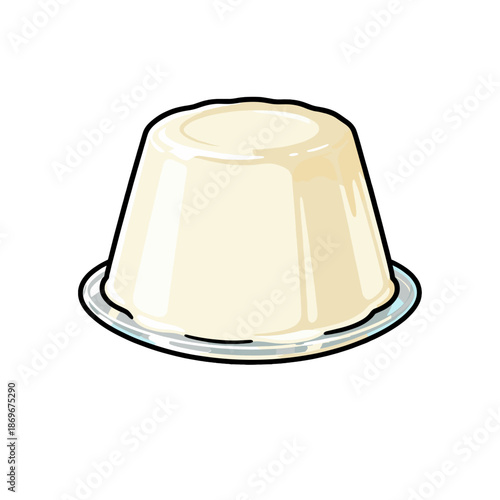 [Vector EPS]A delicious and smooth white pudding on a clear plate