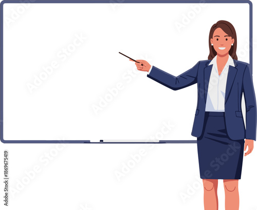 Cartoon Presenter Character, Business Presentation Concept