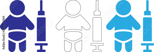 baby icons with syringe illustrations for medical or health concepts  various colored silhouettes