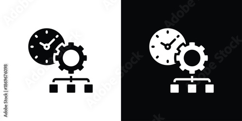 Time Management Icon Sheet Black And White