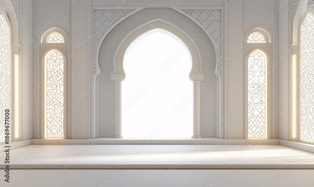 Fototapeta premium Minimalist Islamic Ramadan Background Smooth Color