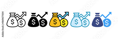 Capital Growth Icon Set Multiple Style Collection