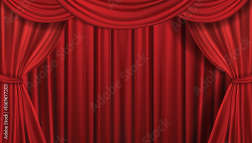 Classic Red Stage Curtain Illustration Representing Theater and Showtime
