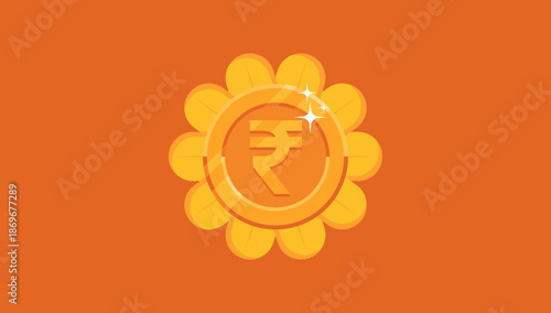 Modern Flat Icon Representing the Indian Rupee Symbol and Economy
