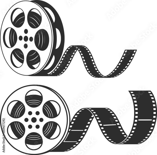 Film Reel Cinema Movie Line Art Illustration.