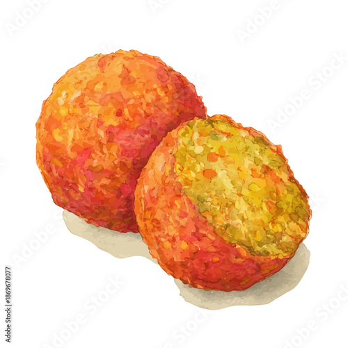 A watercolor painting of Falafel, vector illustration on white background.