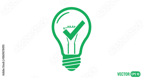Green lightbulb icon symbolizing innovation and approval in a simple, vector graphic design