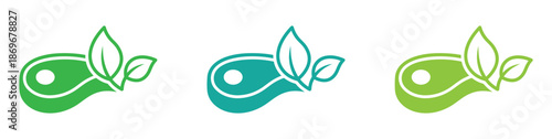 Eco friendly leaf and seed icon. Vibrant eco-friendly icons featuring leaves and seeds in green and blue hues, symbolizing growth and sustainability, perfect for environmental and wellness concepts
