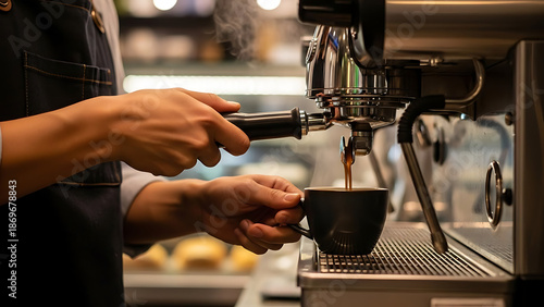 Barista Preparing Coffee Close-Up