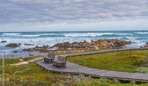 Meeting point of Atlantic and Indian Ocean, Cape Agulhas, South Africa