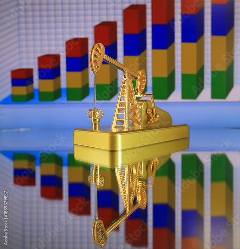 Oil pump on the background of the oil chart. 