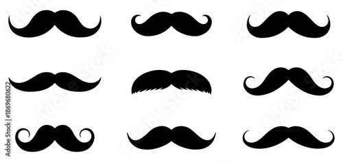 mustache icon set different styles