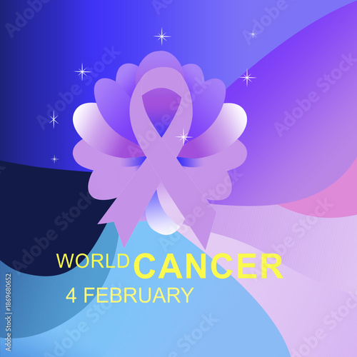 World Cancer Day Abstract Design with Cancer Awareness Ribbon