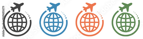 international airplane travel icon concept
