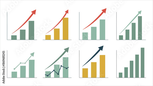  Business performance charts showing financial growth and decline trends.