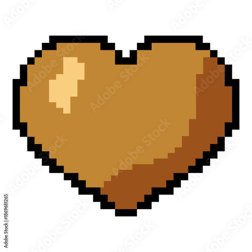 Vector Pixel Icon of Brown Heart