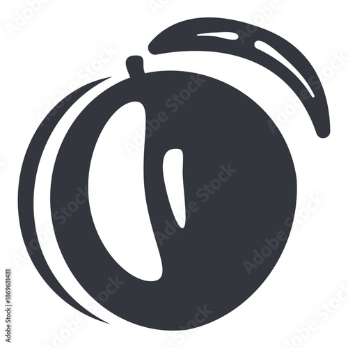 Vector Black Basic Icon Peach Fruit
