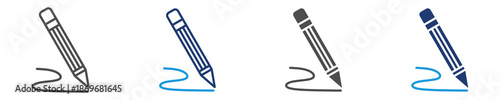 pencil icon set multiple style