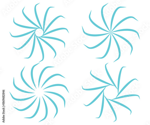 Abstract Turquoise Spiral Wave Vector Design on White Background