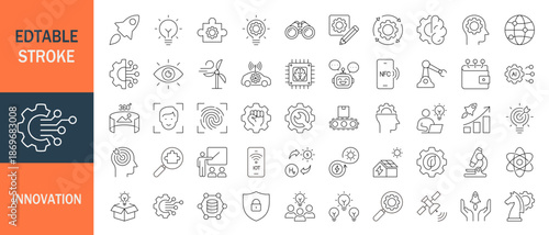 Innovation icon set. Editable line icons. Vector illustration.