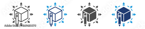 perspective drawing icon set multiple style