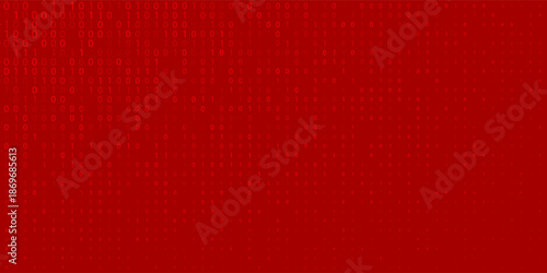 Abstract seamless pattern of small digits one and zero in red colors