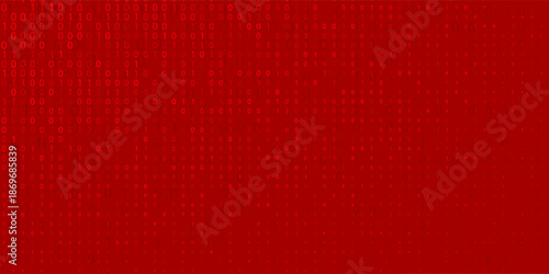 Abstract seamless pattern of small digits one and zero in red colors