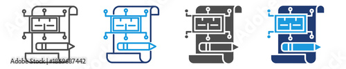 schematics design icon set multiple style