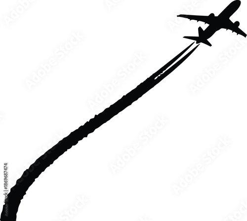 Airplane silhouette with contrail