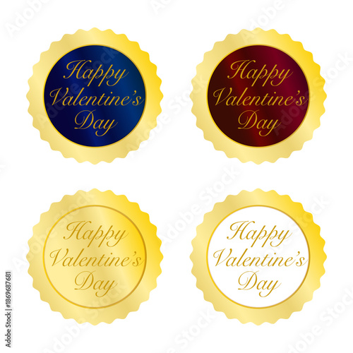 丸型ゴールドメダルにHappy Valentine’s Dayを配した、ミニマルなバレンタインデー装飾素材