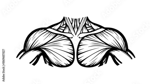 Flat vector illustration of human shoulders isolated, fitness anatomy design, gym training concept, clean outlines, modern sports illustration