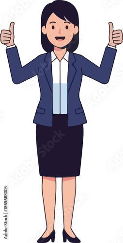 Cartoon Business Success Illustration, Positive Work Achievement Concept