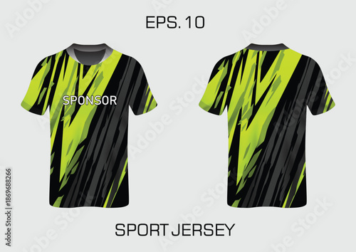 Sport Jersey Design Template with Striped Pattern and Bold Sponsor Text for Customization