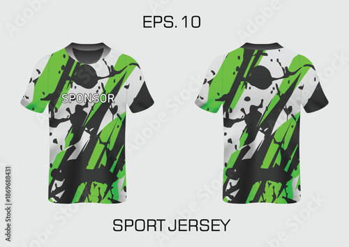 Bold Sport Jersey Design with Striking Green and Gray Color Scheme for Athletic Wear