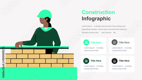 Modern Construction Infographic Template with Worker and Tools