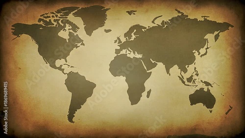Ancient World Map with Aged Parchment Texture and Burned Edges ancient map vintage map