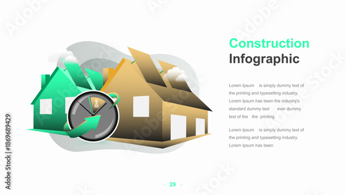 Modern Construction Infographic Template with Worker and Tools