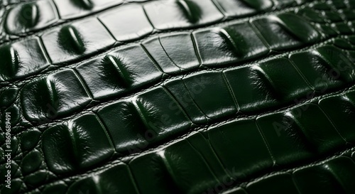 Dark green crocodile skin texture with shiny scales