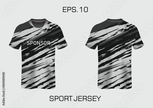 Sport Jersey Design with Abstract Pattern and Sponsor Text for Athletic Wear Promotion