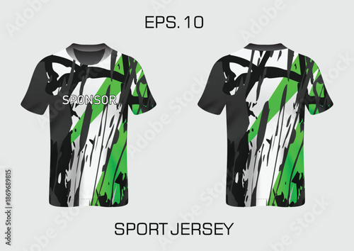 Sport Jersey Design Template with Abstract Stripes and Bold Colors for Sponsorship Branding