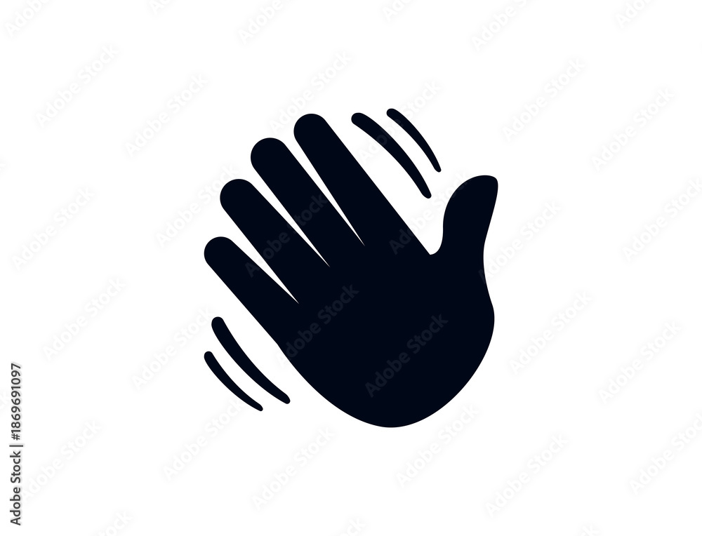 Obraz premium waving hand palm fingers hello high five emoji symbol sign icon vector illustration isolated flat greeting