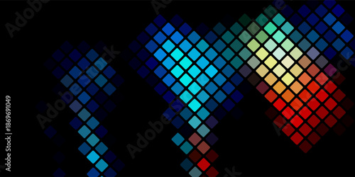 Digital Technology Colorful Blue Pixels Gradient Background. Digital Data Square Blue Pattern. Blue Digital Pixel Mosaic Pattern. Vector Illustration.