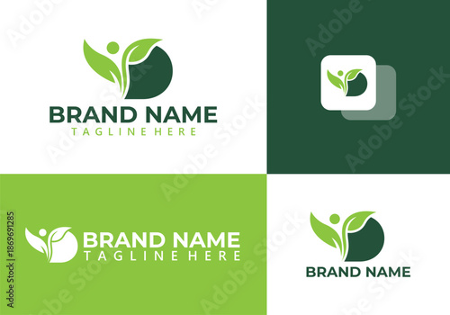 D letter and leaf logo vector illustration - Healthy People Leaf Logo Icon.