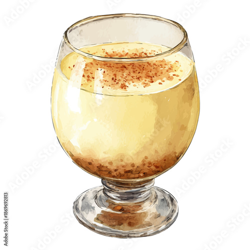 Watercolor illustration of Eggnog, vector artwork, isolated on white background.