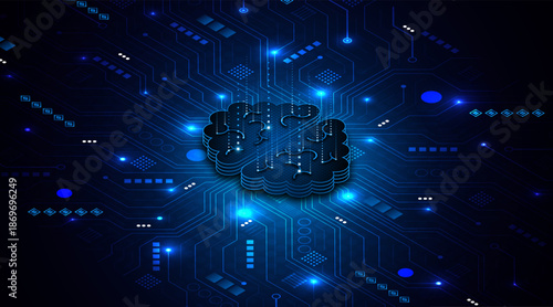 Circuit board of computer neural network or electronic artificial intelligence. Brain circuit technology. modern technology innovation concept background